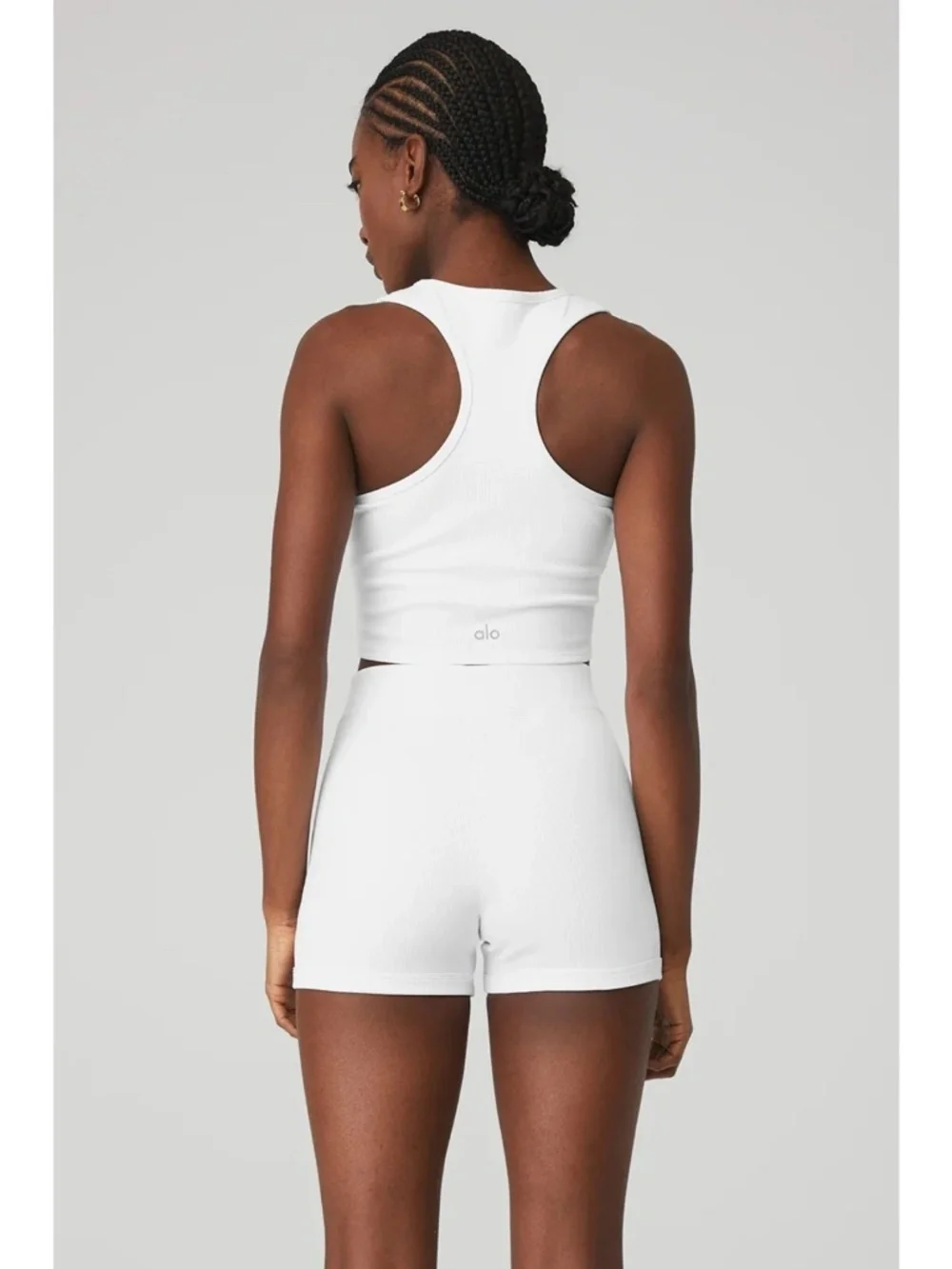 3" Airbrush High Waist Biker Short, White, Alo Yoga, Size S - Picture 3 of 3